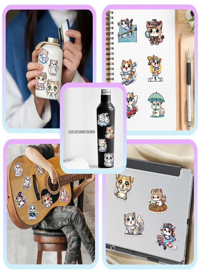 Auconda 100 Pcs Cute Cat Meme Stickers - Funny & Durable Waterproof Vinyl Stickers for Laptops, Water Bottles, Suitcase and DIY Projects， Teens ，Adults or Kids Gift (Cat) - Image 3